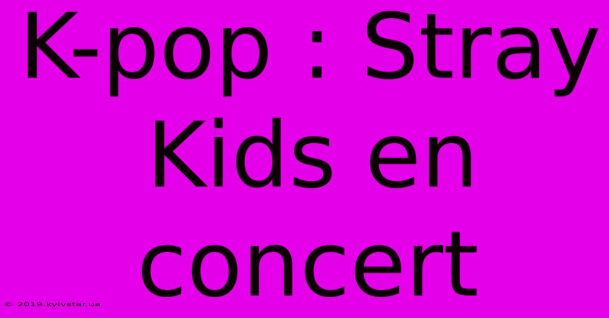 K-pop : Stray Kids En Concert