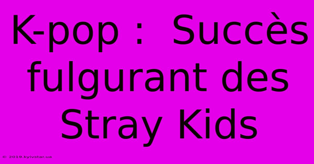 K-pop :  Succès Fulgurant Des Stray Kids