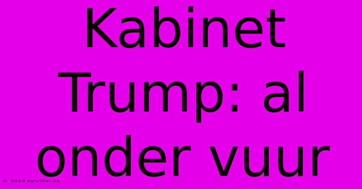 Kabinet Trump: Al Onder Vuur