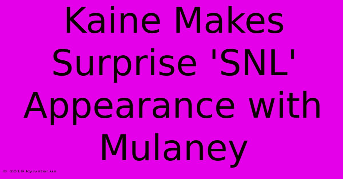 Kaine Makes Surprise 'SNL' Appearance With Mulaney