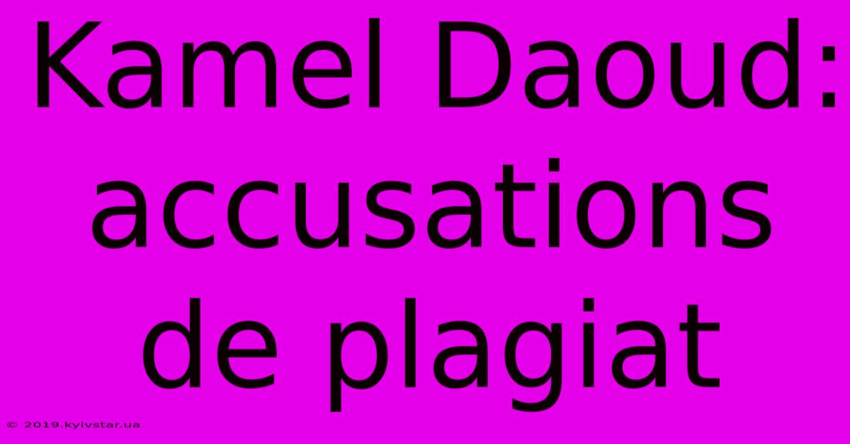 Kamel Daoud: Accusations De Plagiat