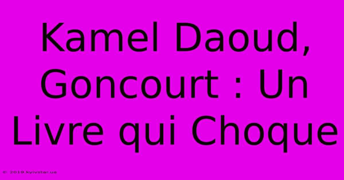 Kamel Daoud, Goncourt : Un Livre Qui Choque