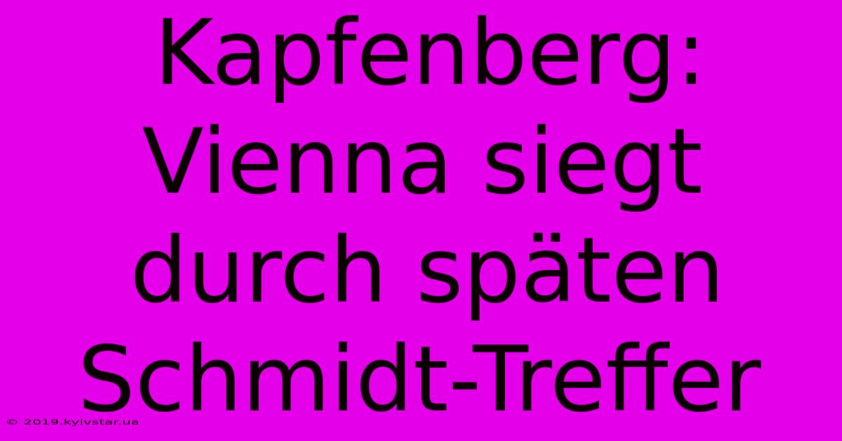 Kapfenberg: Vienna Siegt Durch Späten Schmidt-Treffer