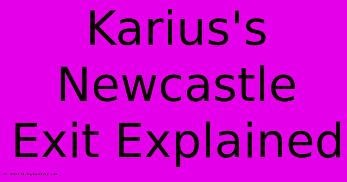 Karius's Newcastle Exit Explained