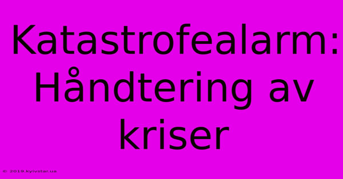 Katastrofealarm: Håndtering Av Kriser