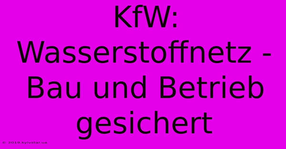 KfW: Wasserstoffnetz - Bau Und Betrieb Gesichert