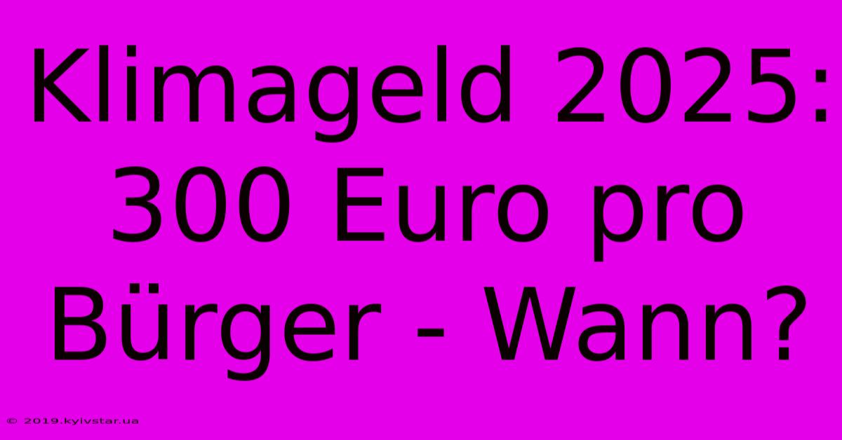 Klimageld 2025: 300 Euro Pro Bürger - Wann?