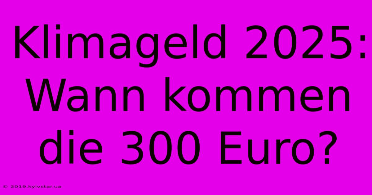 Klimageld 2025: Wann Kommen Die 300 Euro?