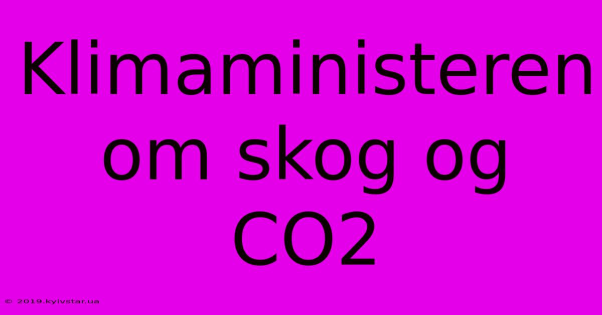 Klimaministeren Om Skog Og CO2