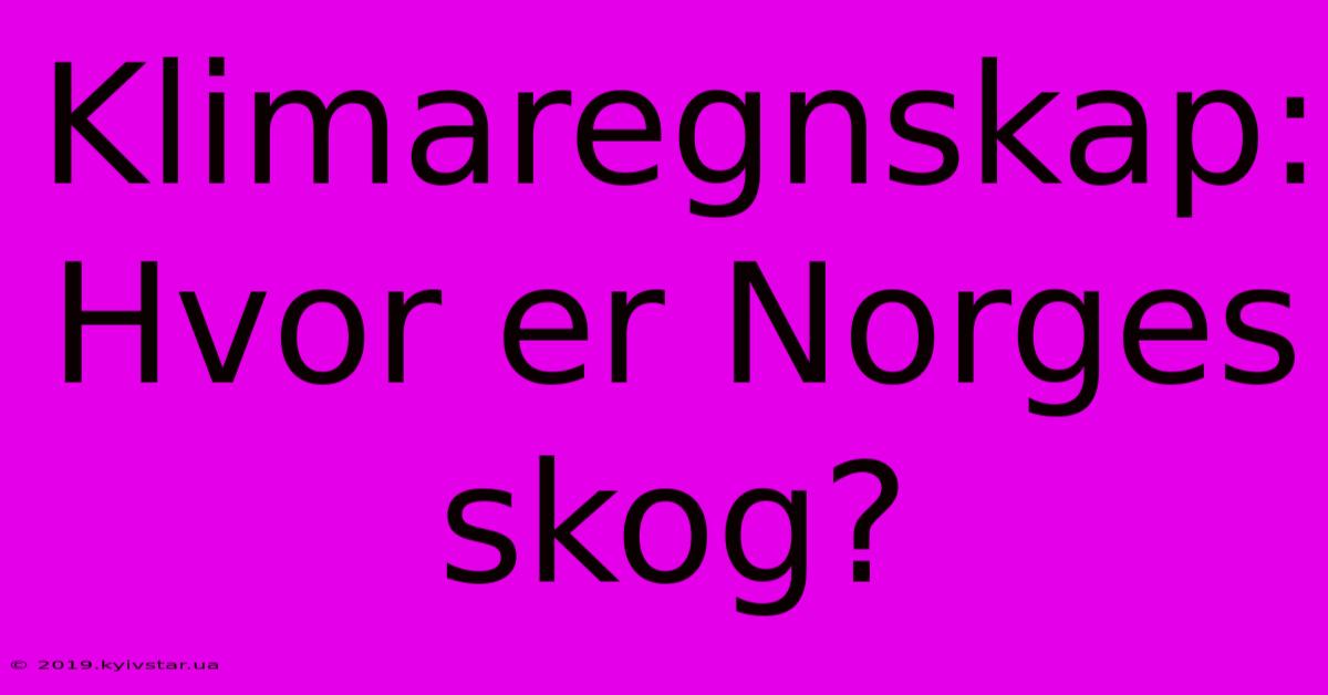 Klimaregnskap: Hvor Er Norges Skog?