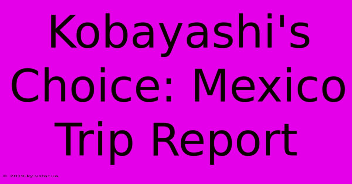 Kobayashi's Choice: Mexico Trip Report