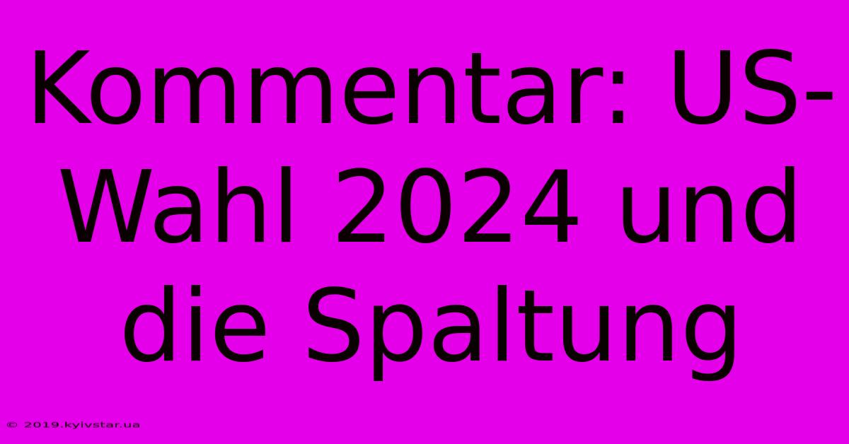 Kommentar: US-Wahl 2024 Und Die Spaltung