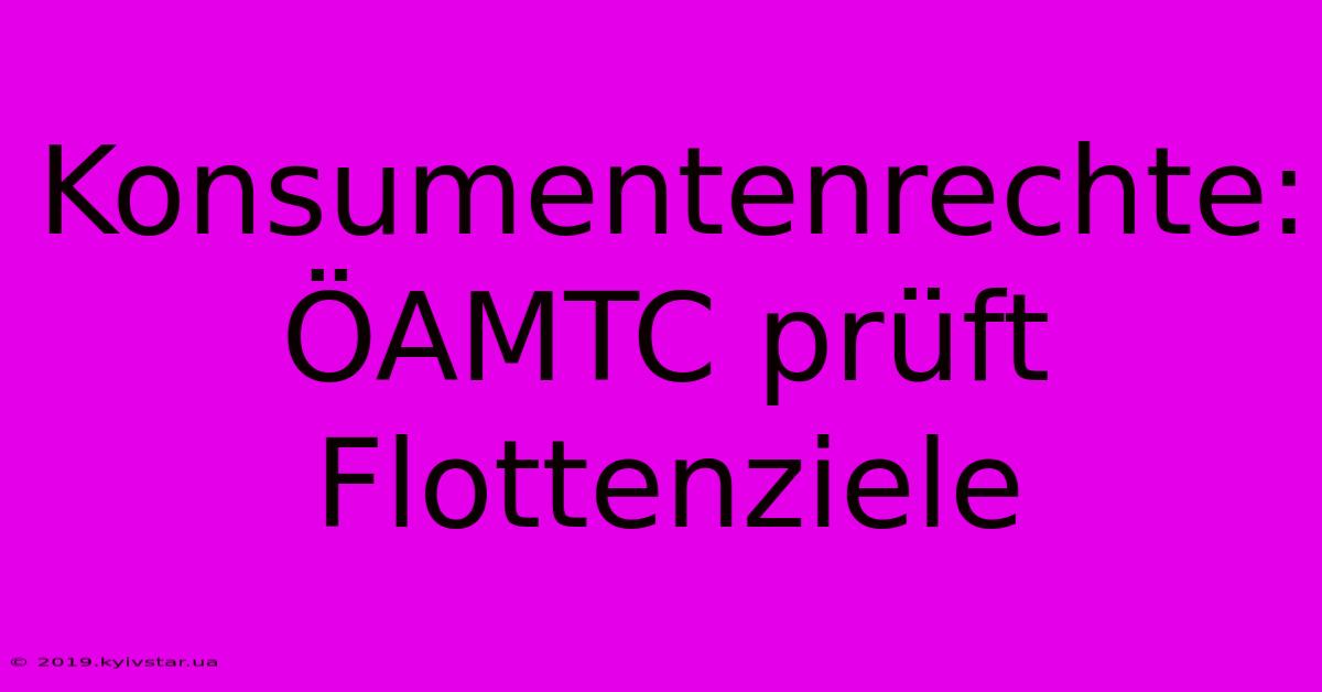 Konsumentenrechte: ÖAMTC Prüft Flottenziele