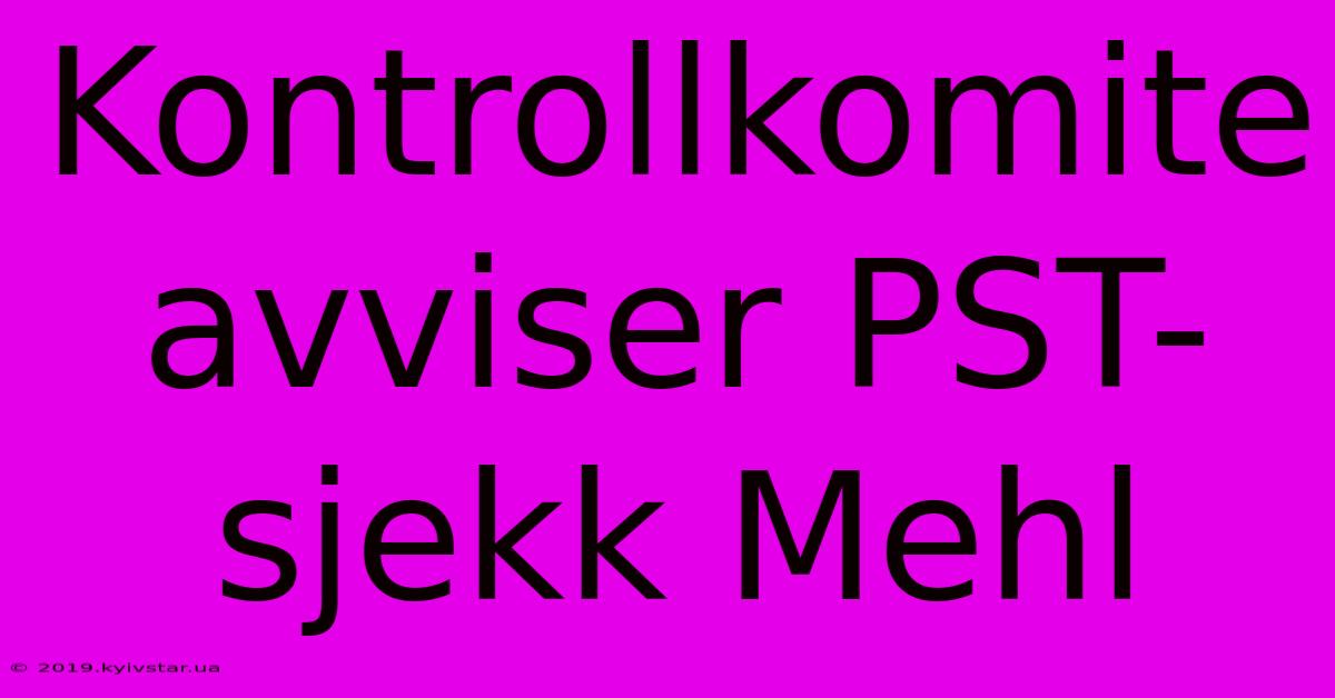 Kontrollkomite Avviser PST-sjekk Mehl