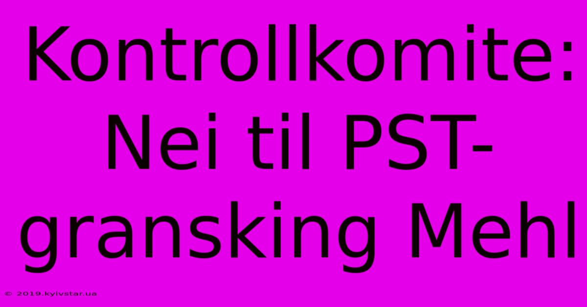 Kontrollkomite: Nei Til PST-gransking Mehl