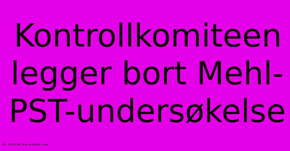 Kontrollkomiteen Legger Bort Mehl-PST-undersøkelse