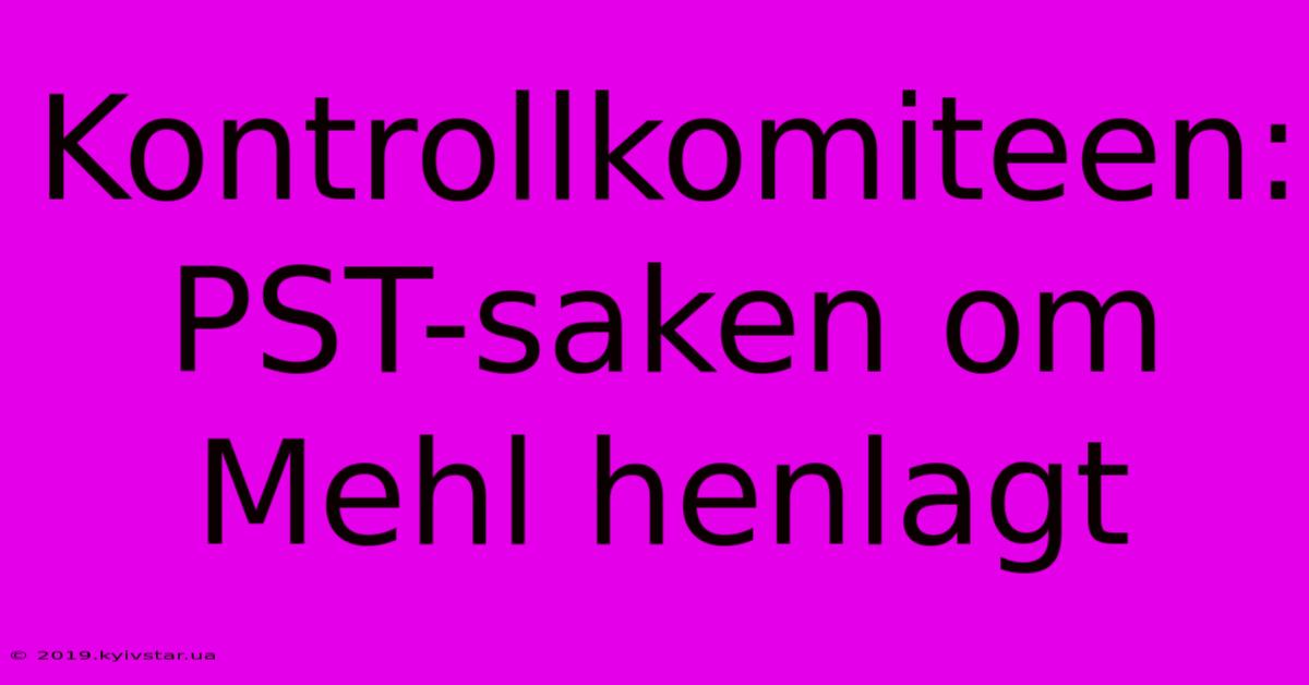 Kontrollkomiteen: PST-saken Om Mehl Henlagt