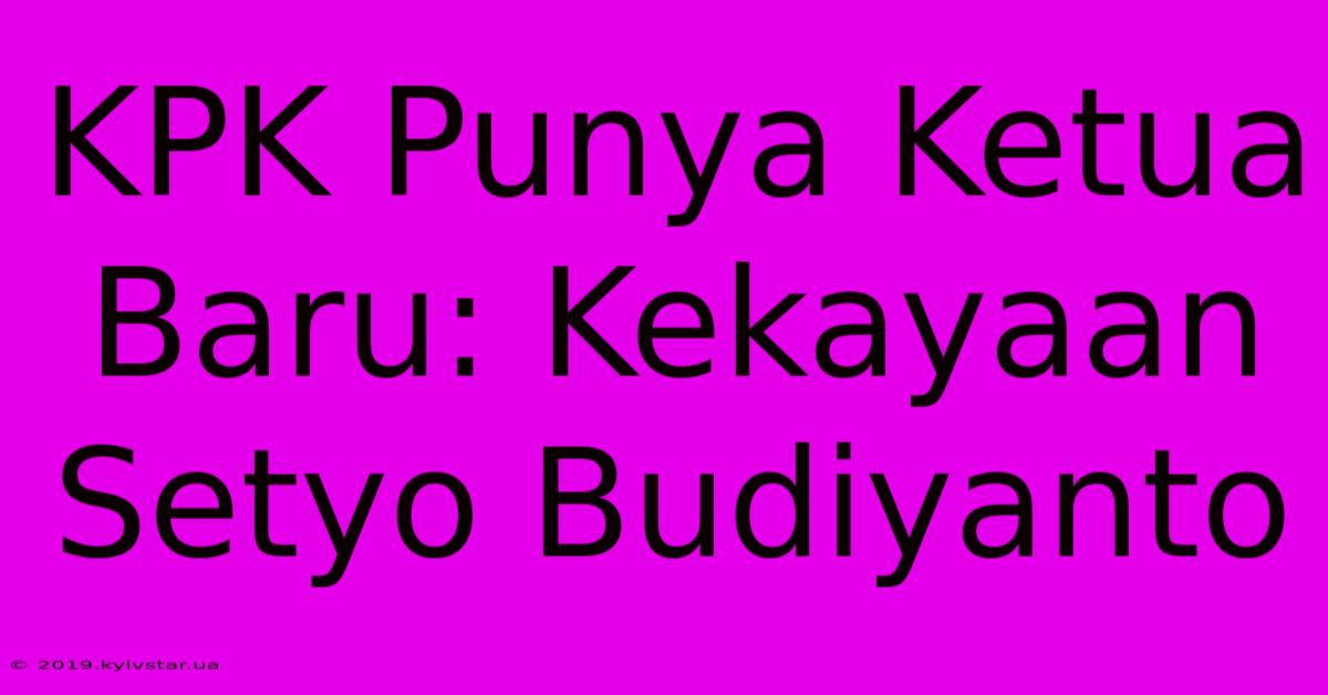 KPK Punya Ketua Baru: Kekayaan Setyo Budiyanto