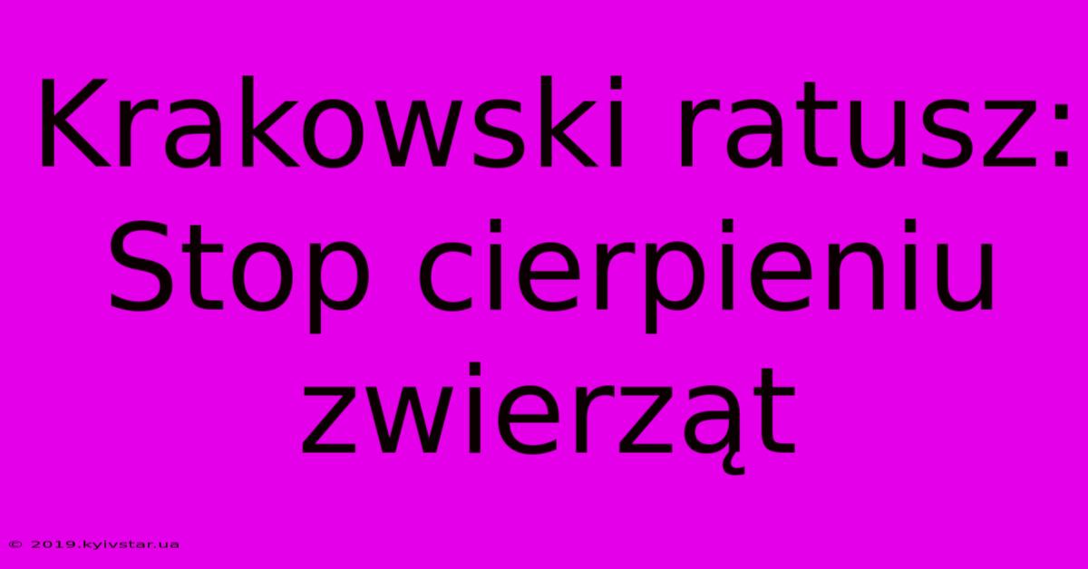 Krakowski Ratusz: Stop Cierpieniu Zwierząt