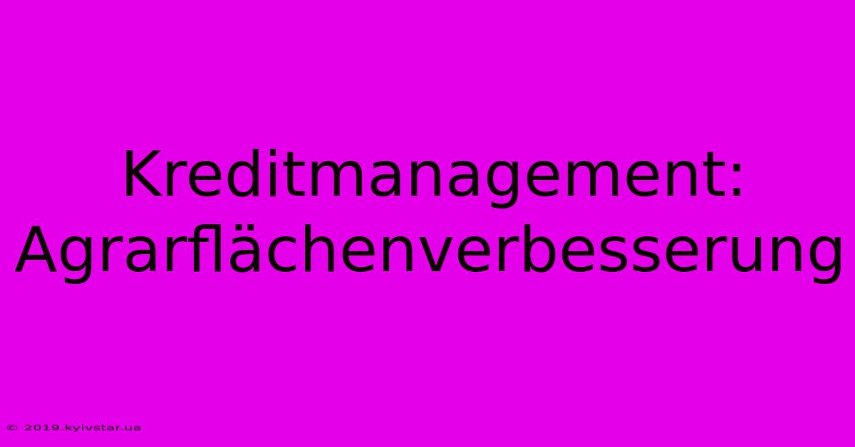 Kreditmanagement: Agrarflächenverbesserung