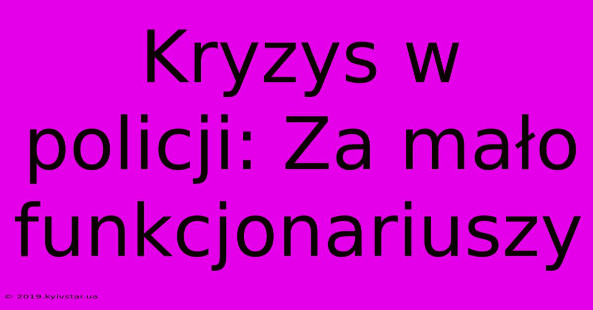 Kryzys W Policji: Za Mało Funkcjonariuszy