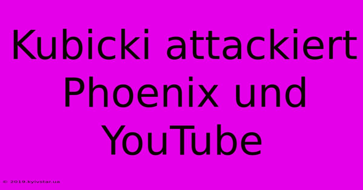 Kubicki Attackiert Phoenix Und YouTube