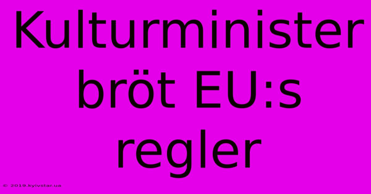 Kulturminister Bröt EU:s Regler