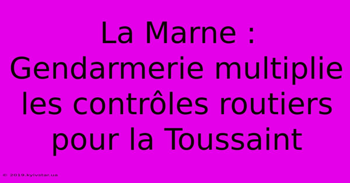 La Marne : Gendarmerie Multiplie Les Contrôles Routiers Pour La Toussaint