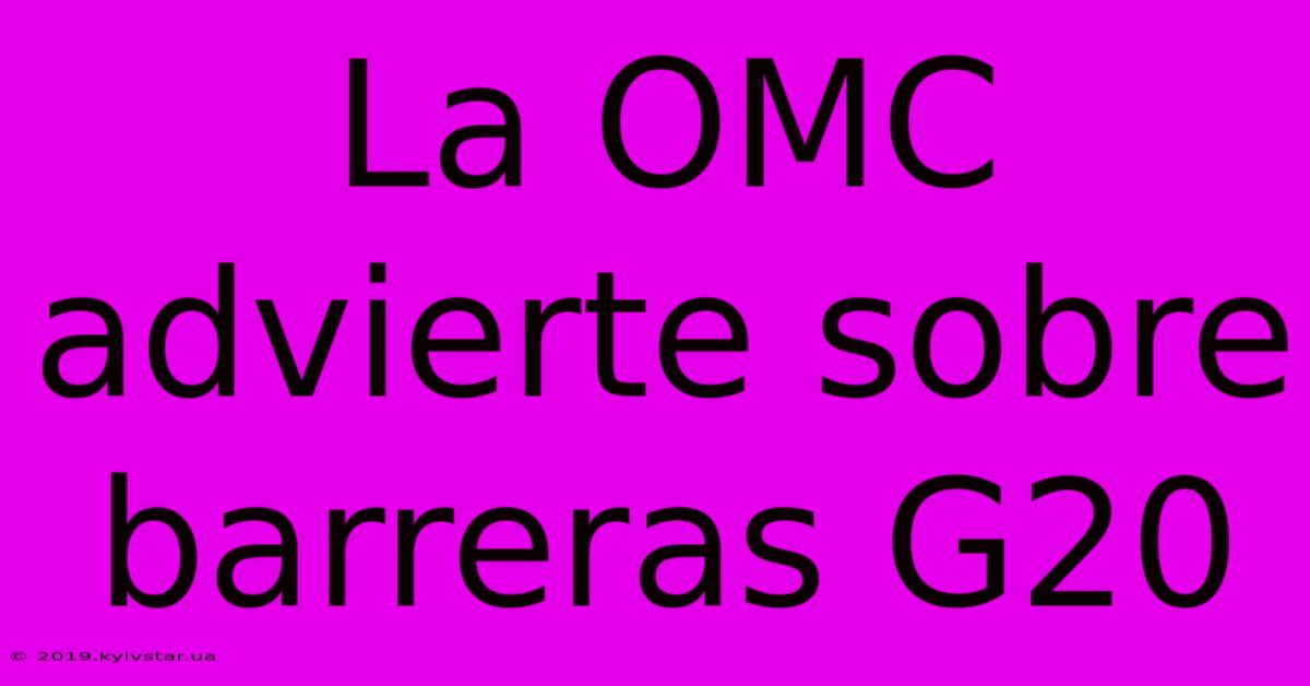 La OMC Advierte Sobre Barreras G20