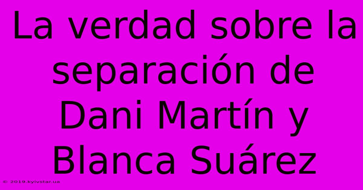 La Verdad Sobre La Separación De Dani Martín Y Blanca Suárez