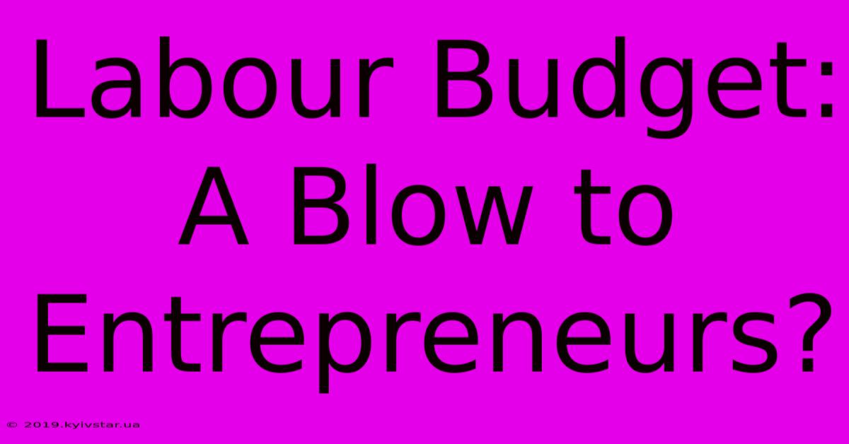 Labour Budget: A Blow To Entrepreneurs?