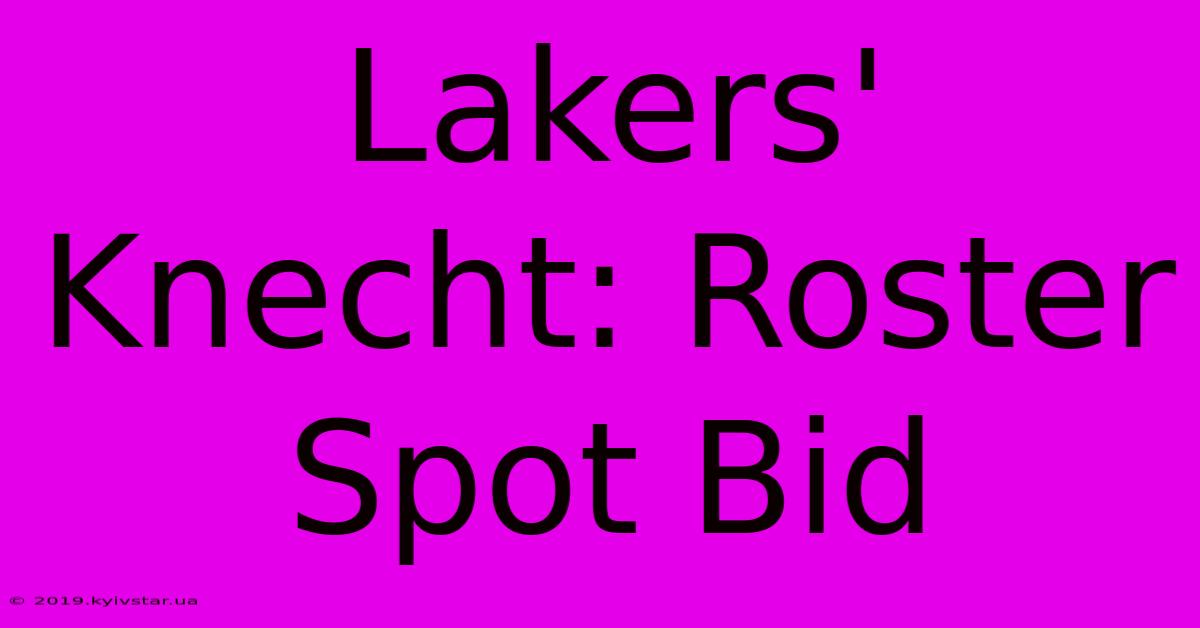 Lakers' Knecht: Roster Spot Bid