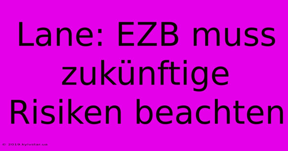 Lane: EZB Muss Zukünftige Risiken Beachten