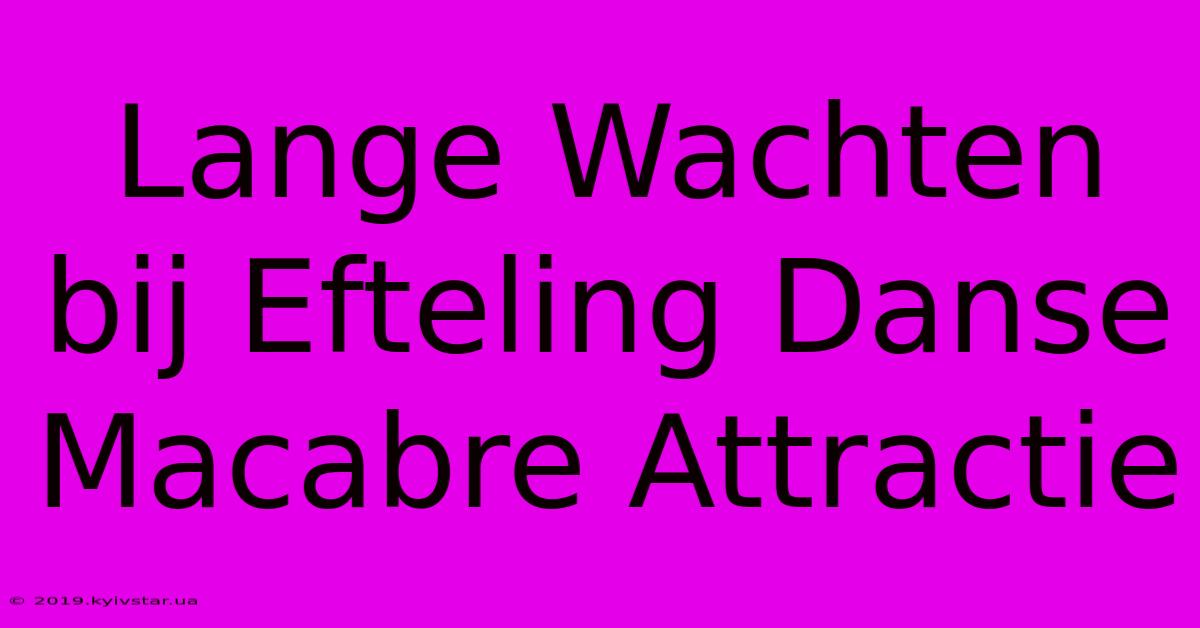 Lange Wachten Bij Efteling Danse Macabre Attractie