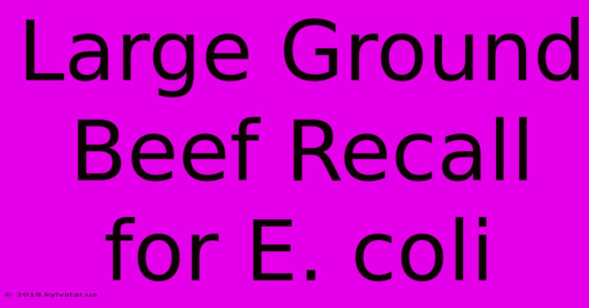 Large Ground Beef Recall For E. Coli