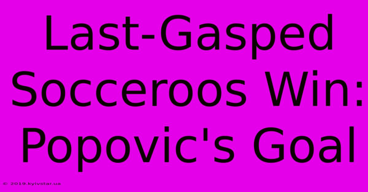 Last-Gasped Socceroos Win: Popovic's Goal