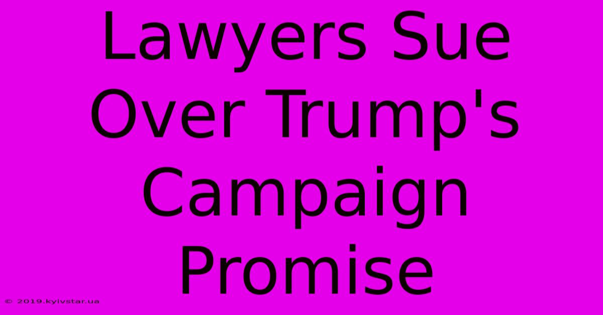 Lawyers Sue Over Trump's Campaign Promise