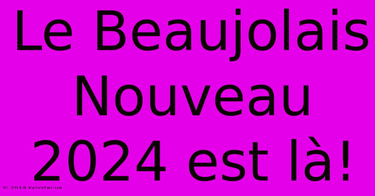 Le Beaujolais Nouveau 2024 Est Là!