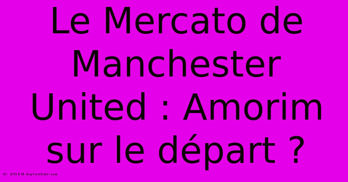 Le Mercato De Manchester United : Amorim Sur Le Départ ?