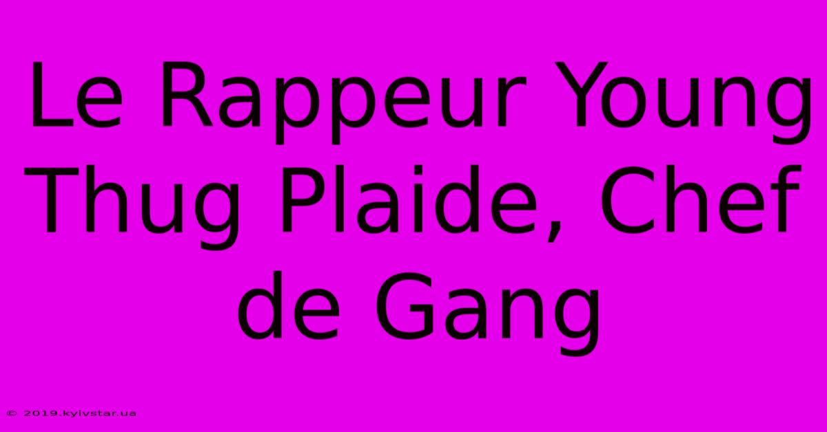 Le Rappeur Young Thug Plaide, Chef De Gang 