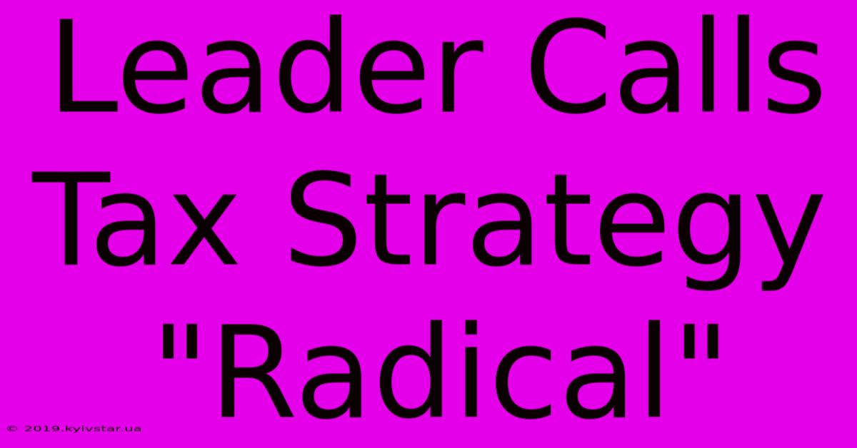 Leader Calls Tax Strategy 