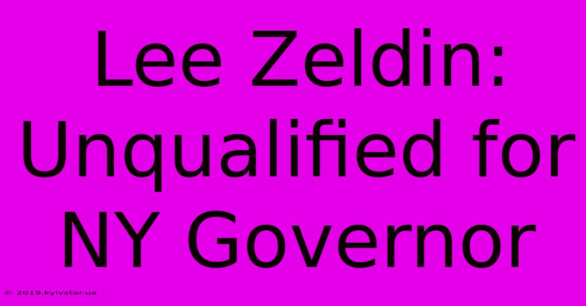 Lee Zeldin: Unqualified For NY Governor