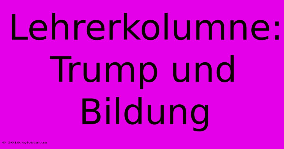 Lehrerkolumne: Trump Und Bildung