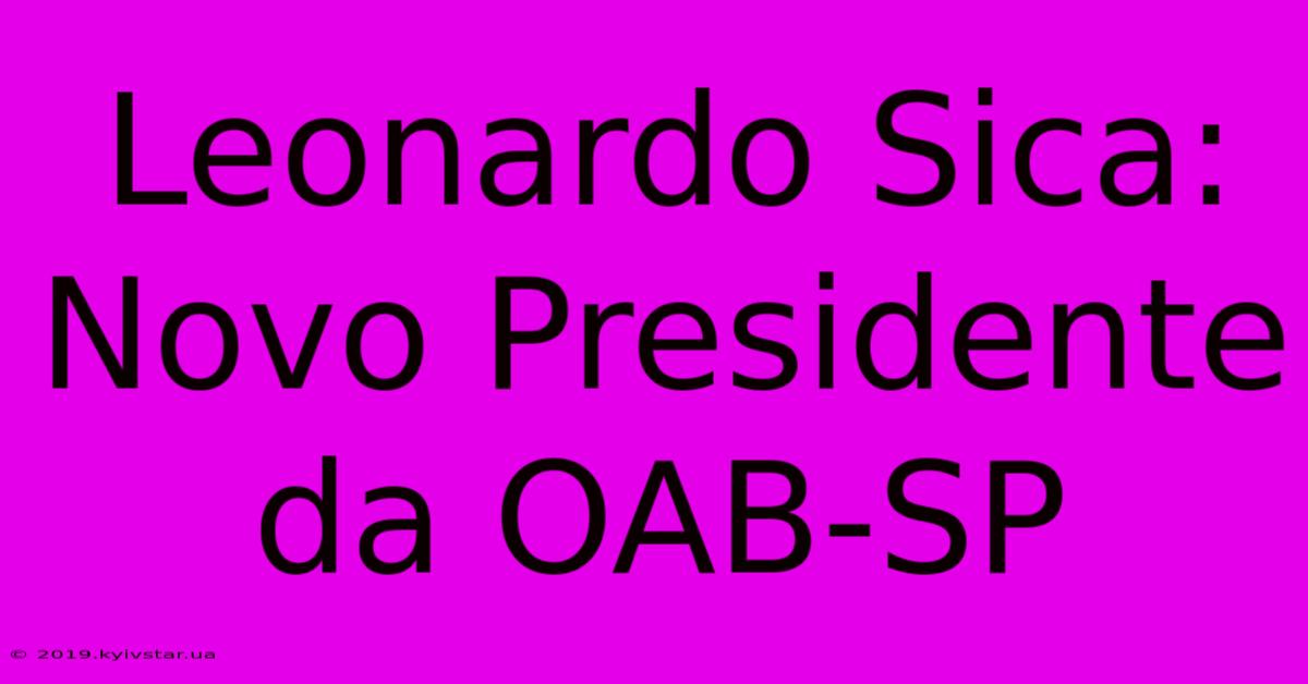 Leonardo Sica: Novo Presidente Da OAB-SP