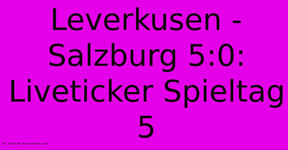 Leverkusen - Salzburg 5:0: Liveticker Spieltag 5