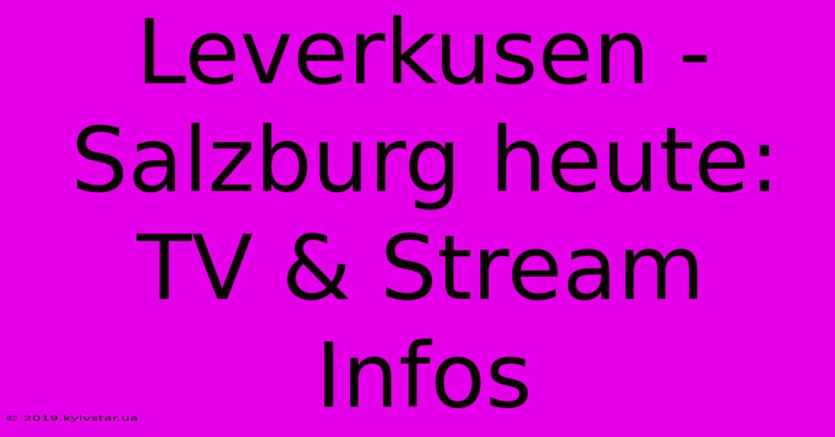 Leverkusen - Salzburg Heute: TV & Stream Infos