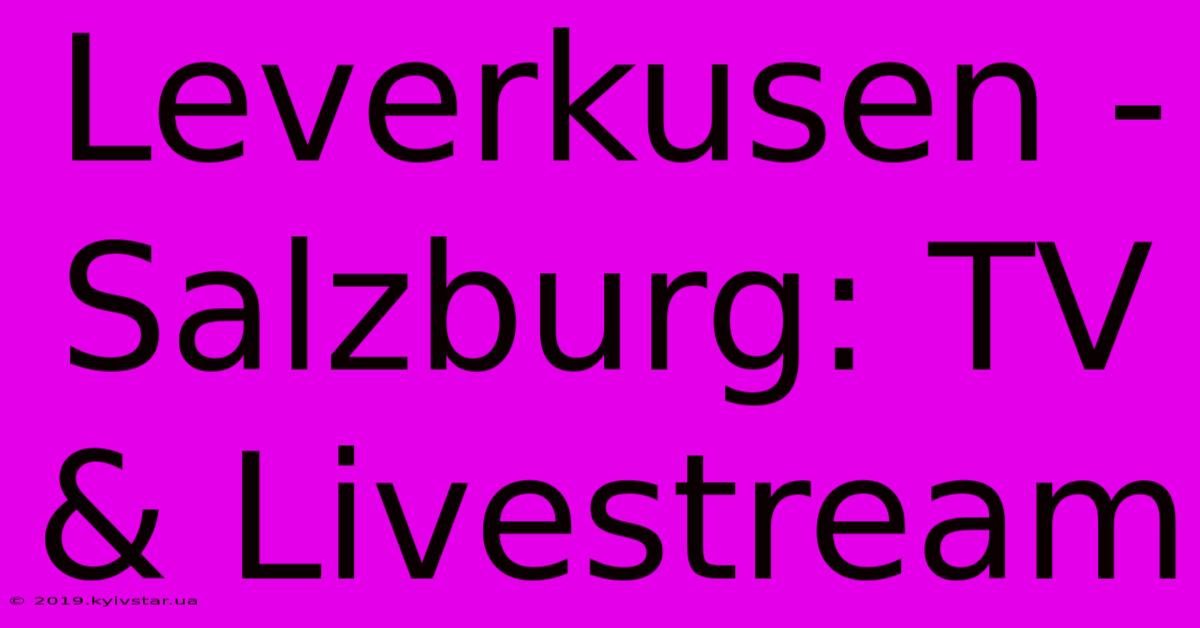 Leverkusen - Salzburg: TV & Livestream