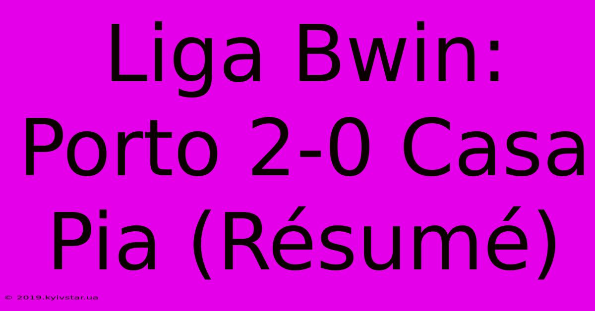 Liga Bwin: Porto 2-0 Casa Pia (Résumé)