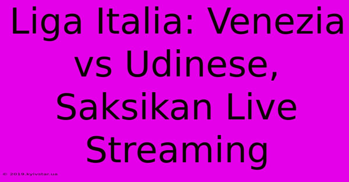 Liga Italia: Venezia Vs Udinese, Saksikan Live Streaming