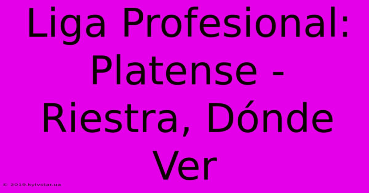 Liga Profesional: Platense - Riestra, Dónde Ver